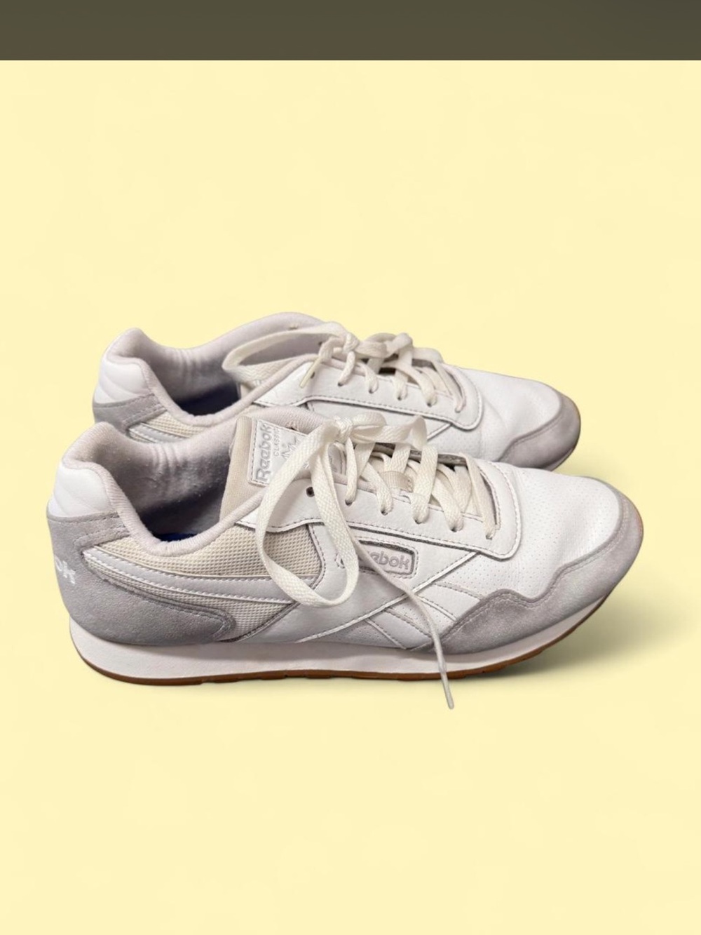 Reebok Women's White and Light Gray Classic Running Sneakers
